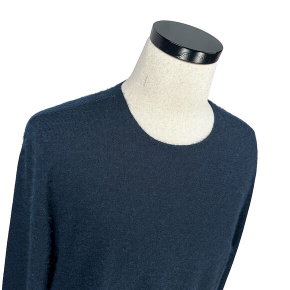 John Varvatos Sweater Men’s XL Dark Blue 100% Cashmere Elbow Pads Pullover Fuzzy - Picture 2 of 12